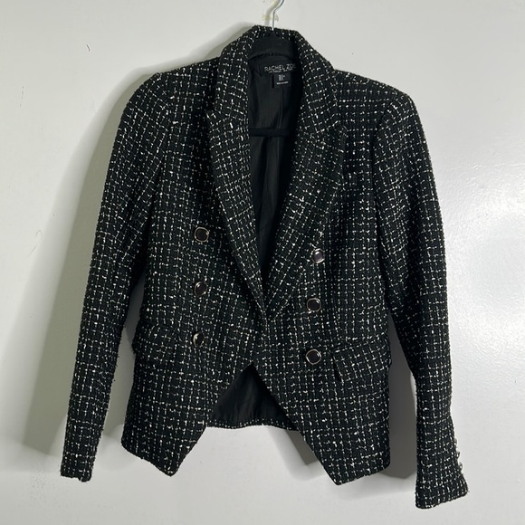 Rachel Zoe black and sliver tweed jacket size small - Picture 2 of 12